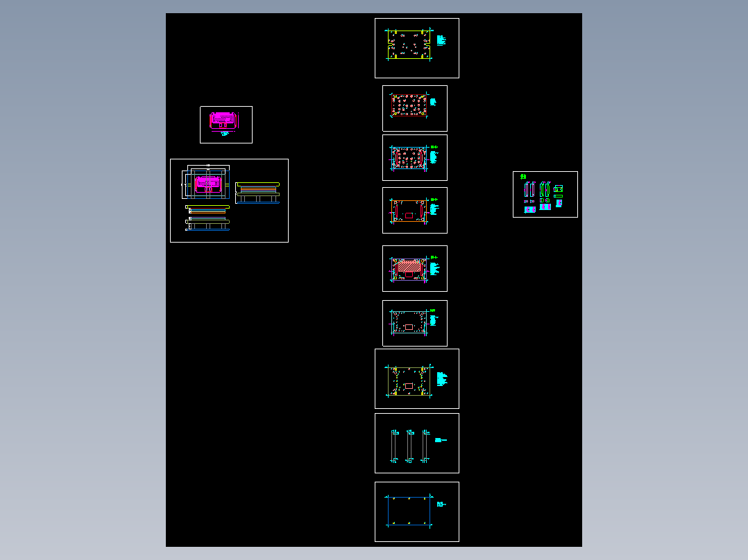 笔记本键盘外壳半剪冲孔模具图