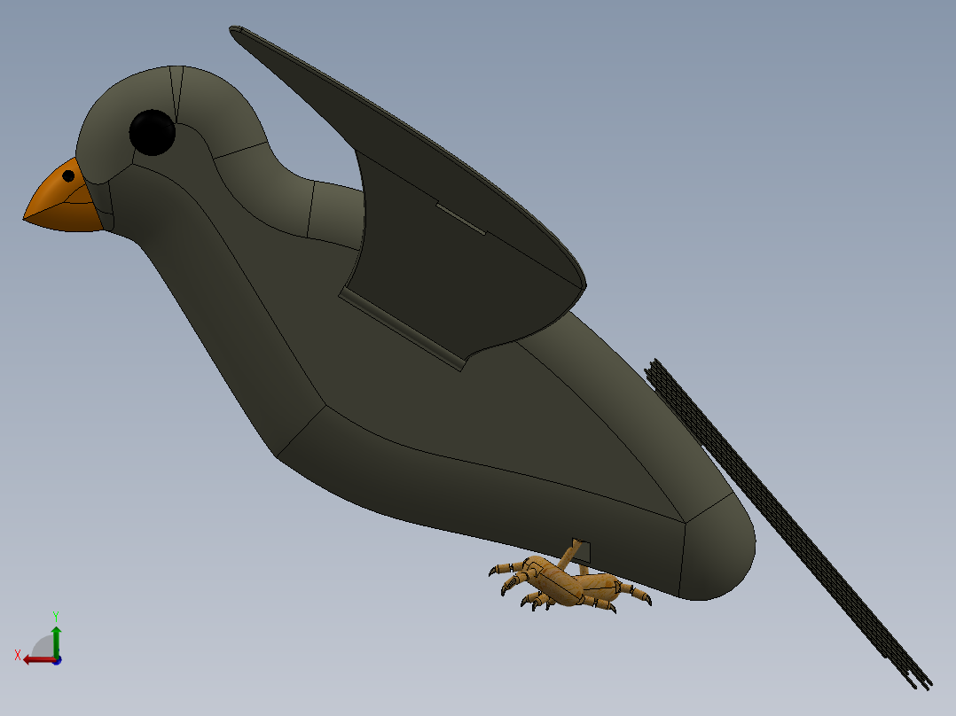 机械鸟模型后视图