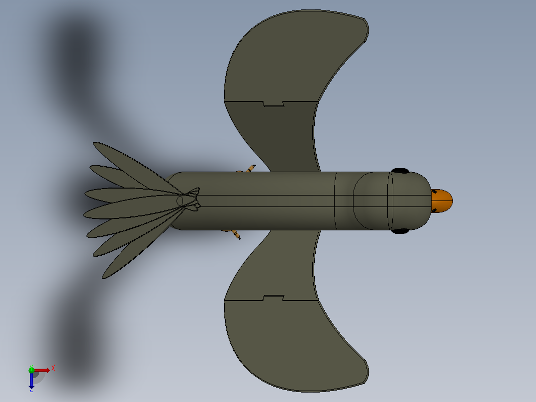 机械鸟模型俯视图