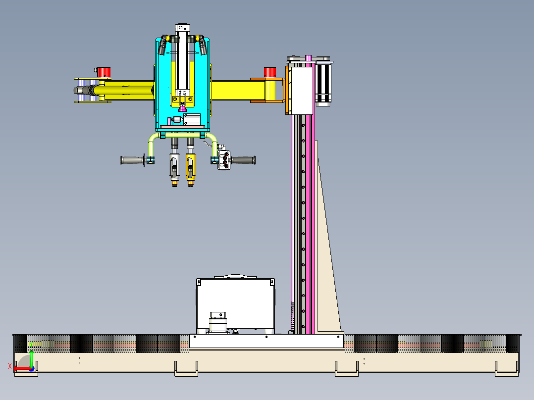 移动升降式拧紧力臂机构后视图