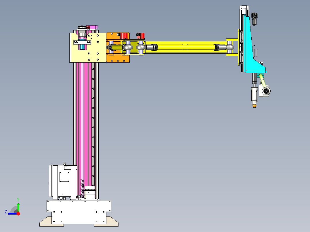 移动升降式拧紧力臂机构右视图