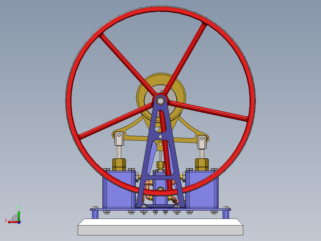 蒸汽机vertical-two-cylinder-see-saw-steam-engine-模型格式为 sw后视图