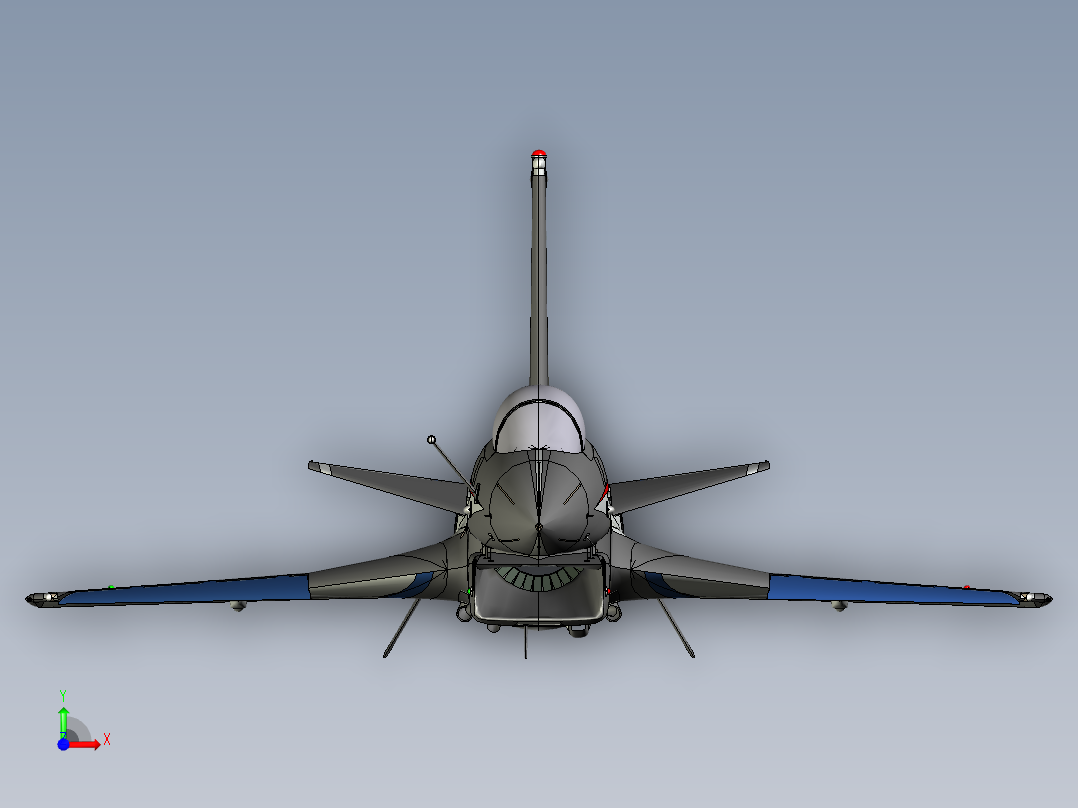 歼10战斗机（八一表演队飞机J10） 3D模型SolidWorks三维设计图前视图