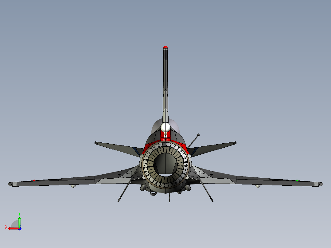 歼10战斗机（八一表演队飞机J10） 3D模型SolidWorks三维设计图后视图