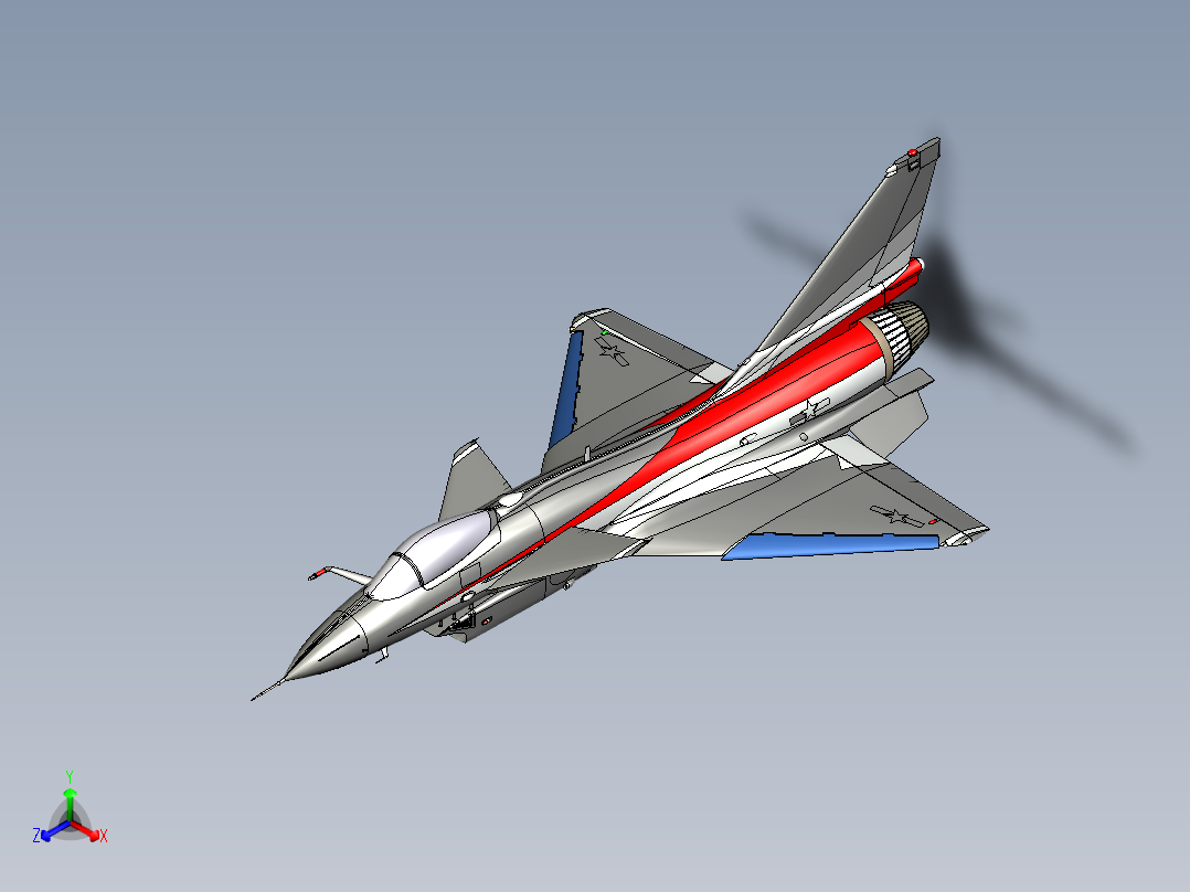 歼10战斗机（八一表演队飞机J10） 3D模型SolidWorks三维设计图正等轴测图