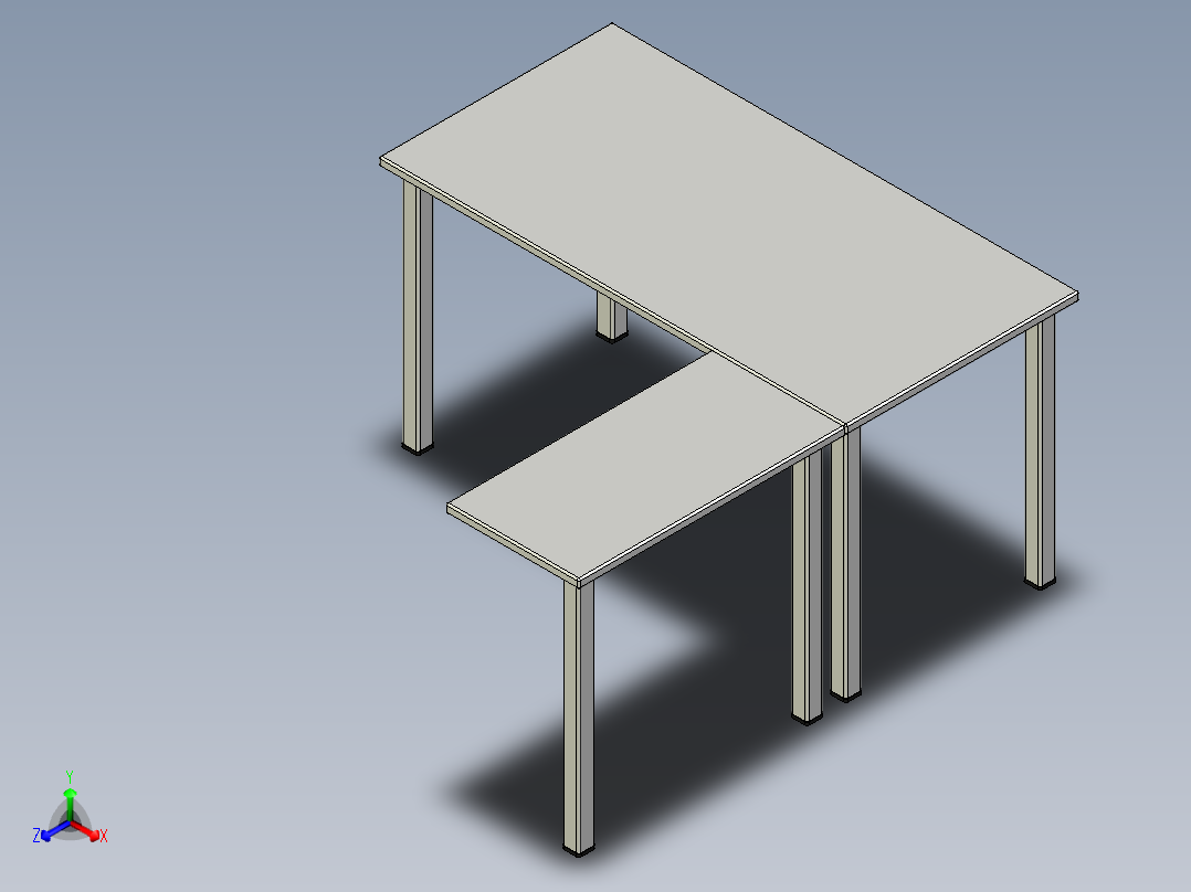 带右侧角的书桌角书桌12正等轴测图