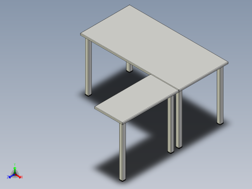带右侧角的书桌角书桌12正等轴测缩略图