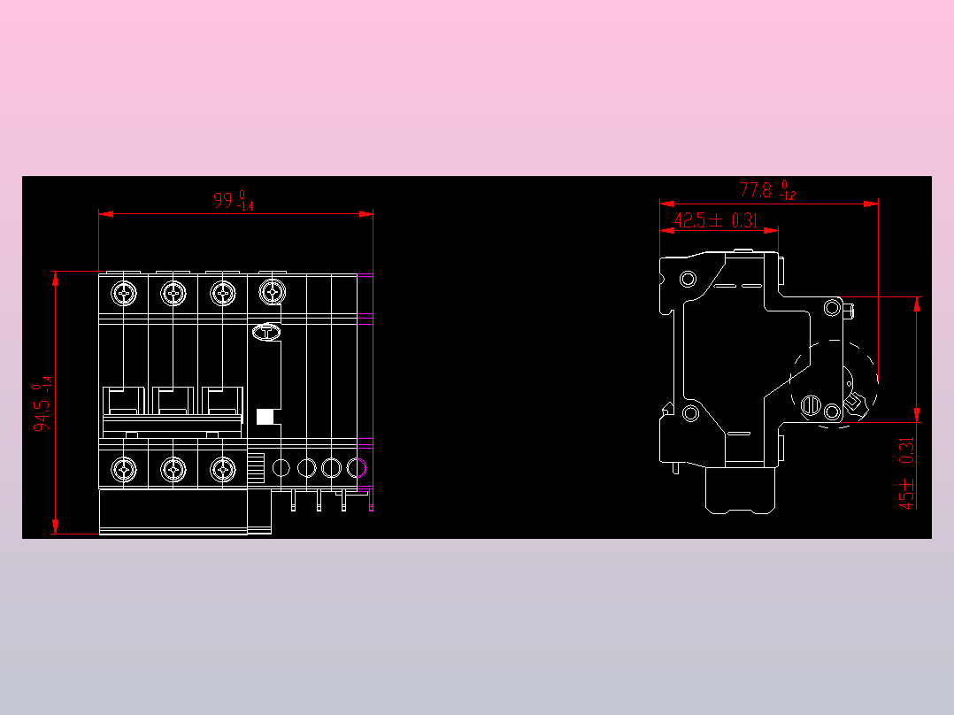 DZ47LE-32 3P&amp;N剩余电流动作断路器外形安装尺寸图202203