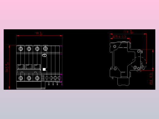 DZ47LE-32 3P&amp;N剩余电流动作断路器外形安装尺寸图202203