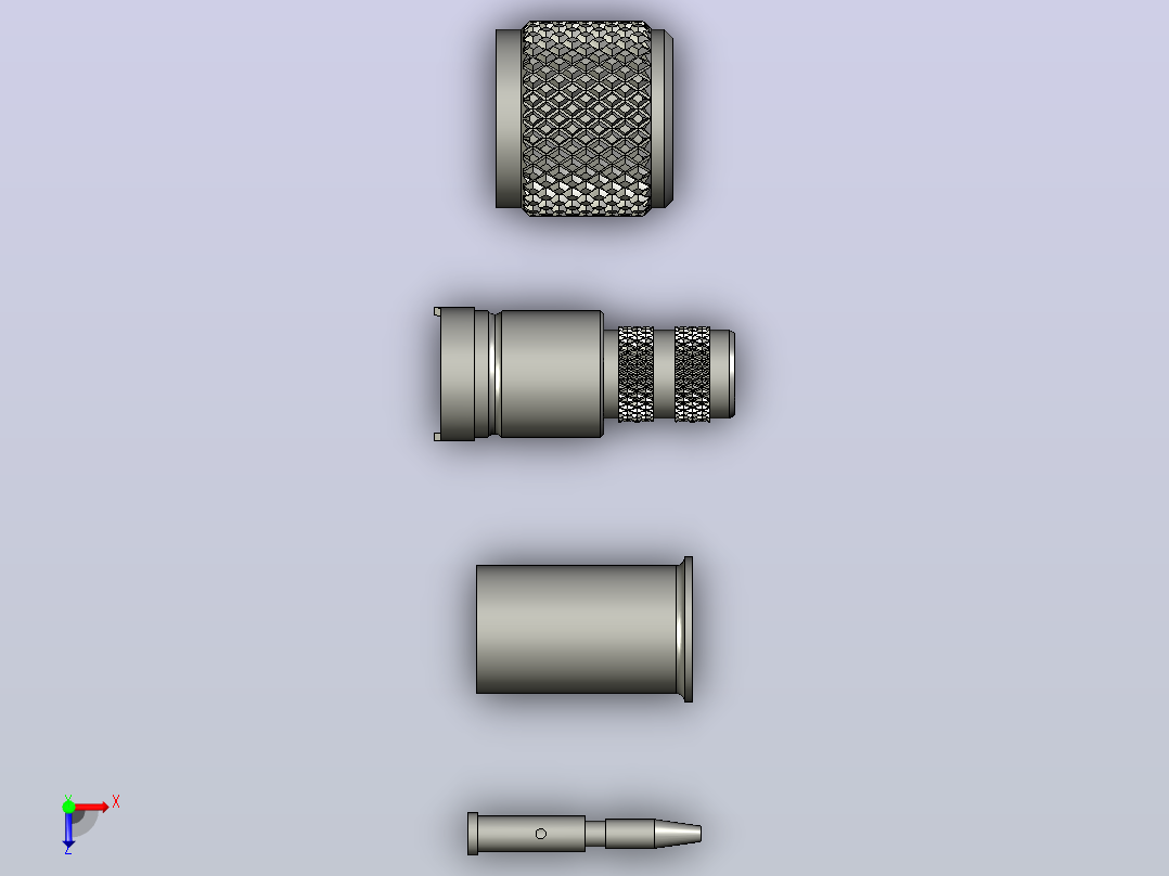 Amphenol mini-UHF 2.5 GHz插头连接器俯视图