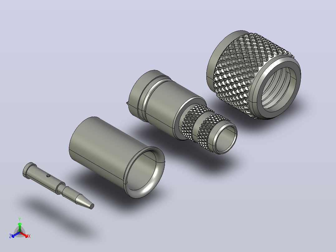 Amphenol mini-UHF 2.5 GHz插头连接器正等轴测图