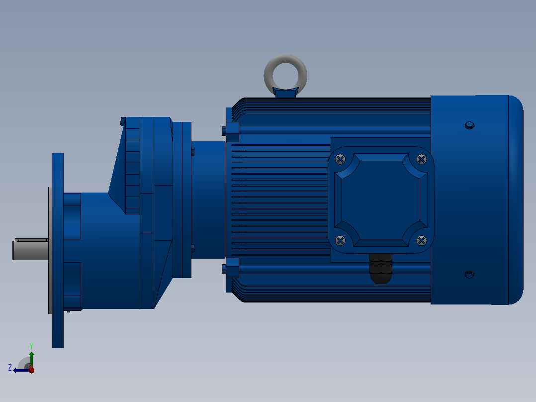 RXF57法兰轴伸式安装斜齿轮减速机RX57-Y2.2-4P-100-M1-0°-Φ200右视图
