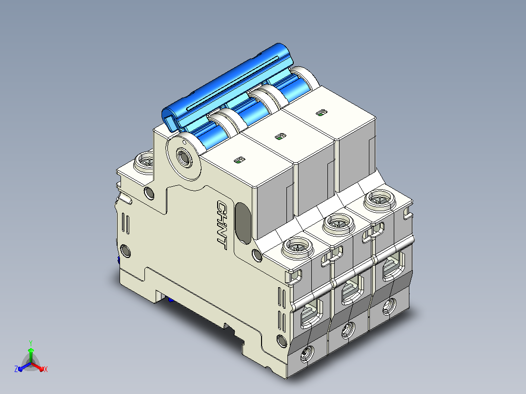 NBDP-63H 3P小型断路器三维模型202404主视图