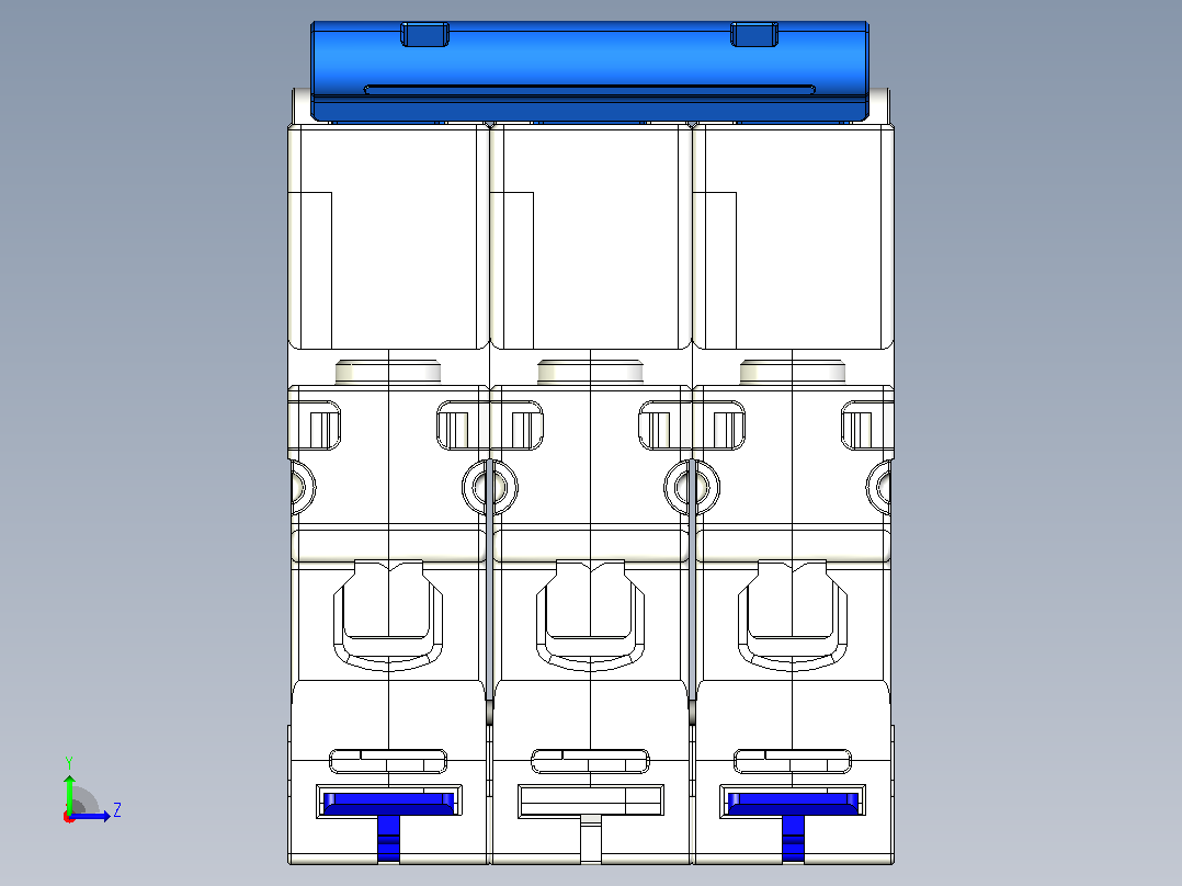 NBDP-63H 3P小型断路器三维模型202404左视图
