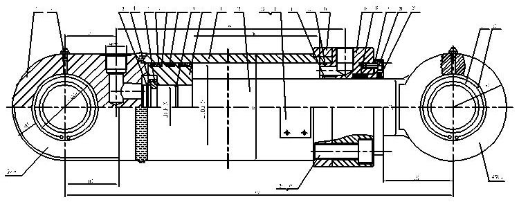 挖机液压缸油缸CAD装配图纸A2图框32MPa缸径140行程1020机械素材