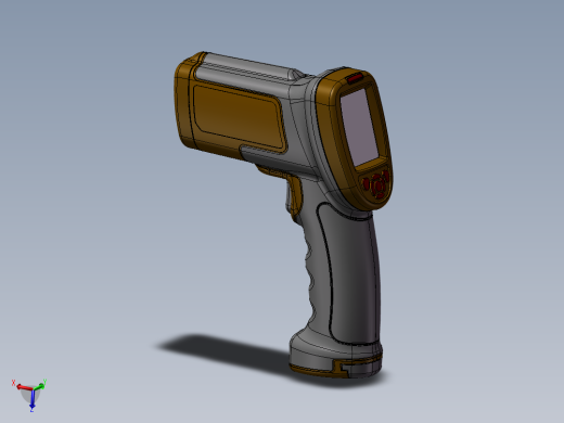 2款红外线测温仪3d图纸 检测工业烘焙测温枪温度计3d图三维3d模型主视缩略图
