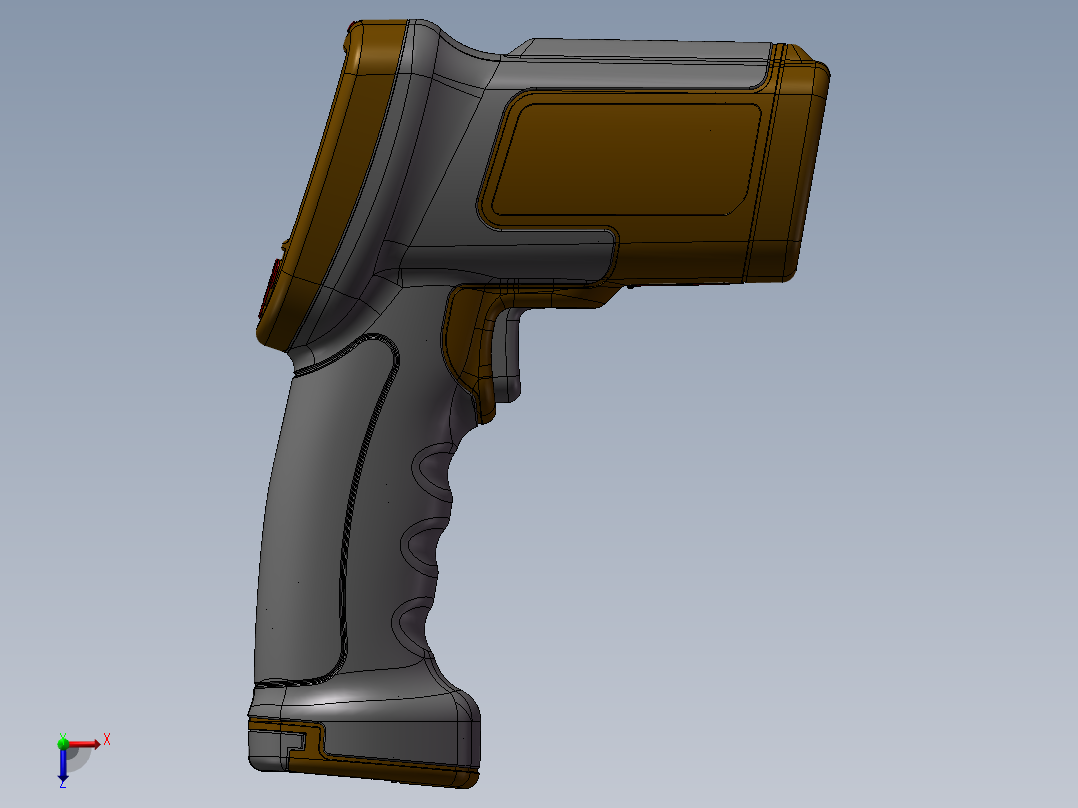 2款红外线测温仪3d图纸 检测工业烘焙测温枪温度计3d图三维3d模型俯视图