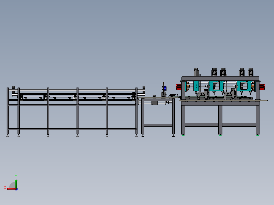 B06-方管棒料进给切割和钻孔攻后视图