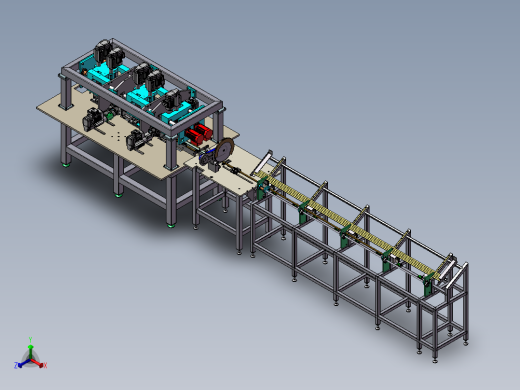 B06-方管棒料进给切割和钻孔攻正等轴测缩略图