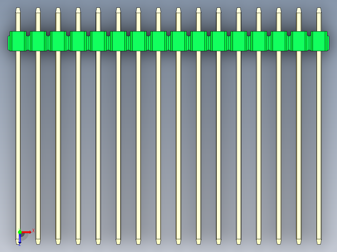 彩色公头100mil（2.54mm）系列-DS1021_green_1x16p_100mil_Type43_rev1.0俯视图