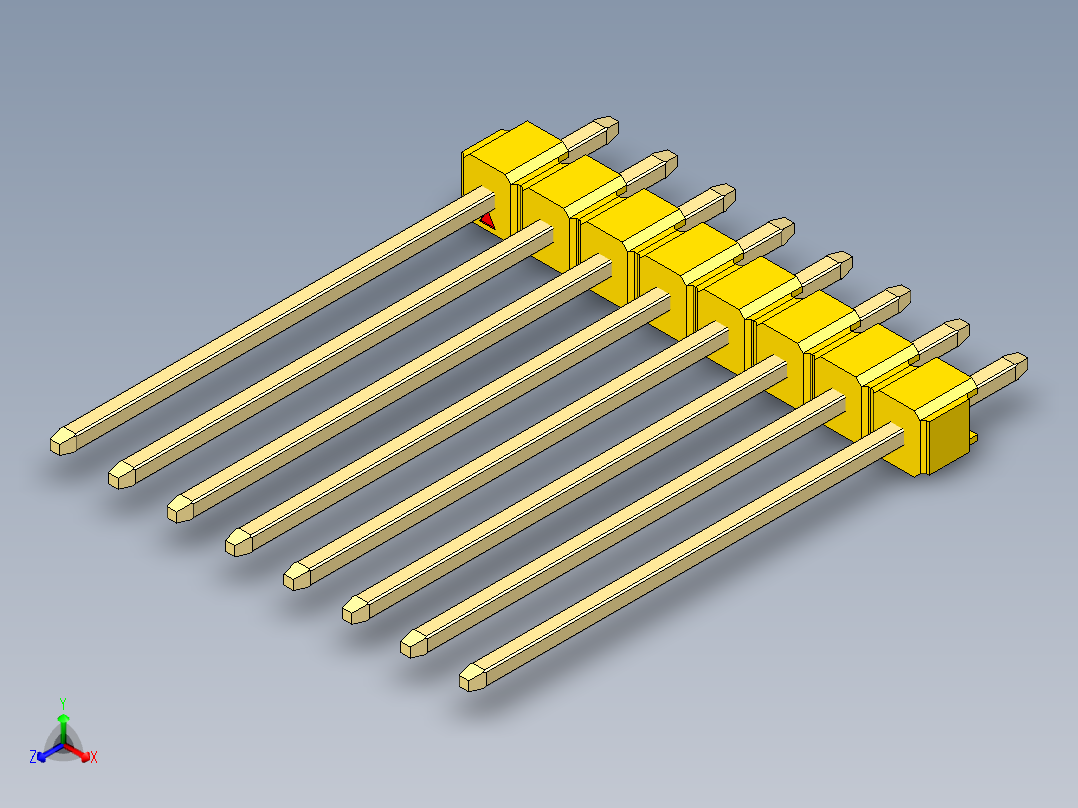 彩色公头100mil（2.54mm）系列-DS1021_yellow_1x08p_100mil_Type19_rev1.0主视图