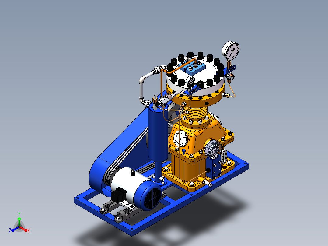 膜片压缩机正等轴测图