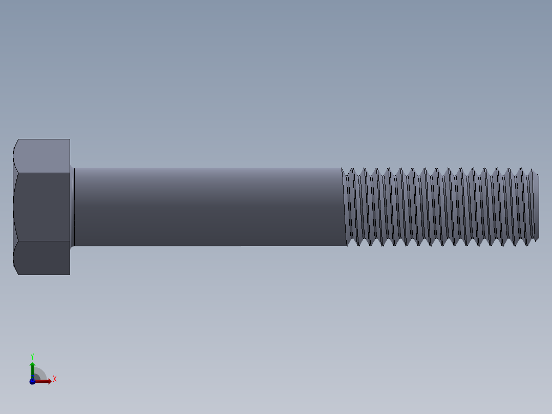 UNC 六角螺栓-Hex Bolt 0.500-13 x 3.SLDPRT前视图