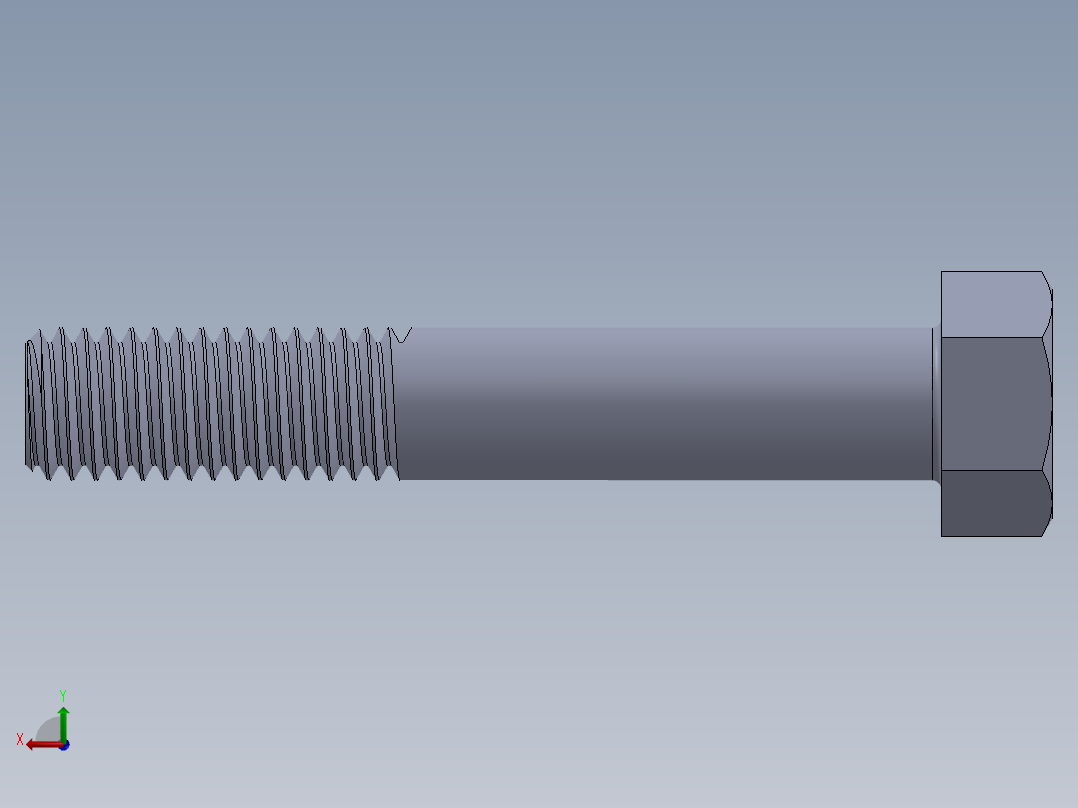 UNC 六角螺栓-Hex Bolt 0.500-13 x 3.SLDPRT后视图