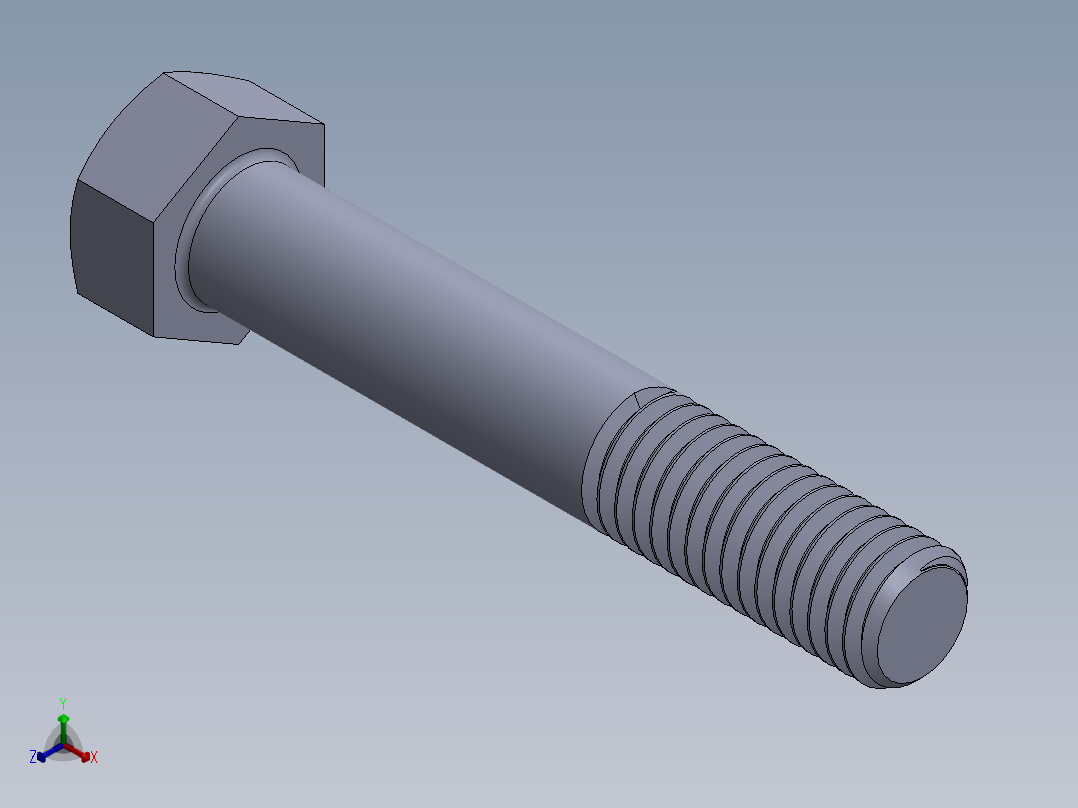 UNC 六角螺栓-Hex Bolt 0.500-13 x 3.SLDPRT正等轴测图