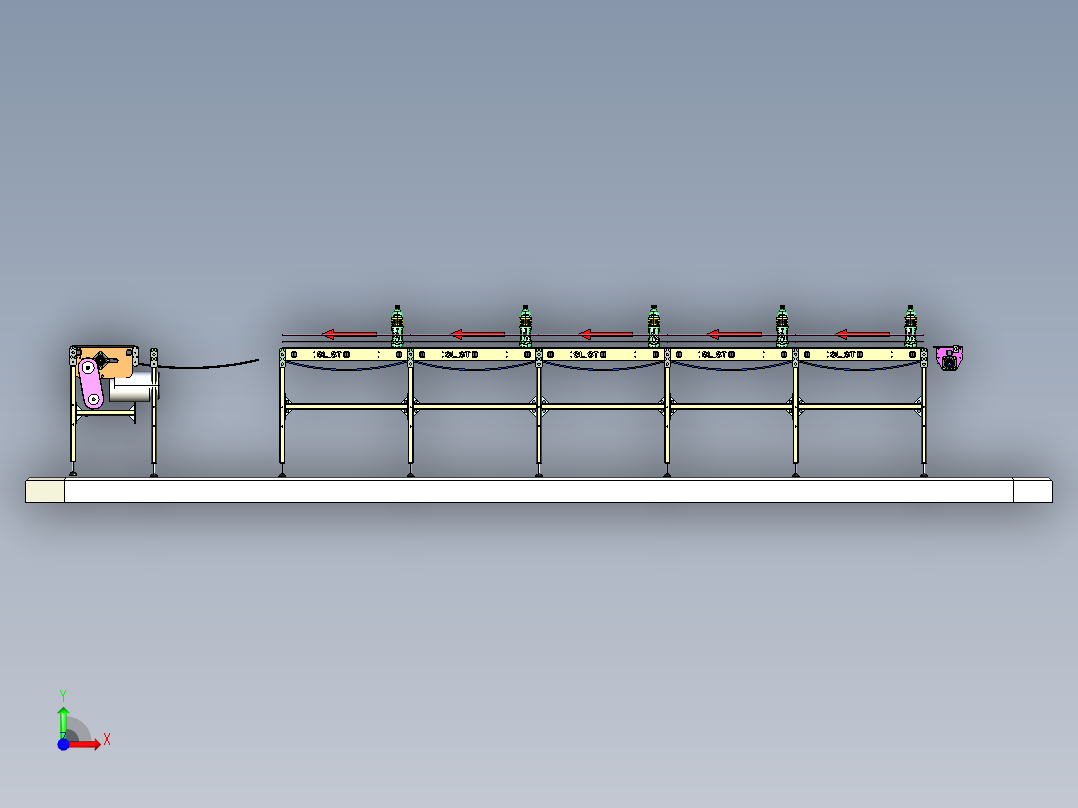 瓶子运输机前视图