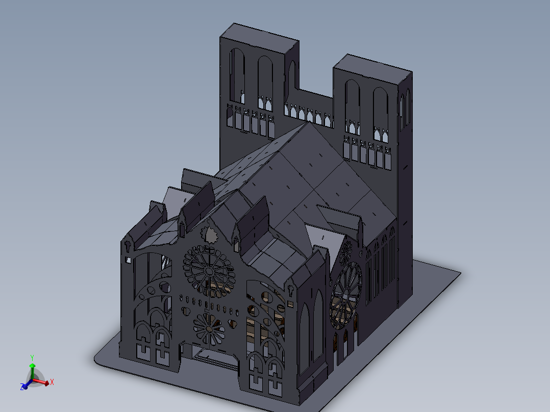 巴黎圣母院大教堂主视图