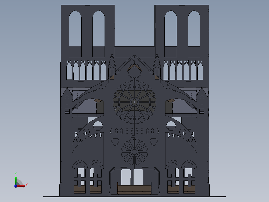 巴黎圣母院大教堂前视图