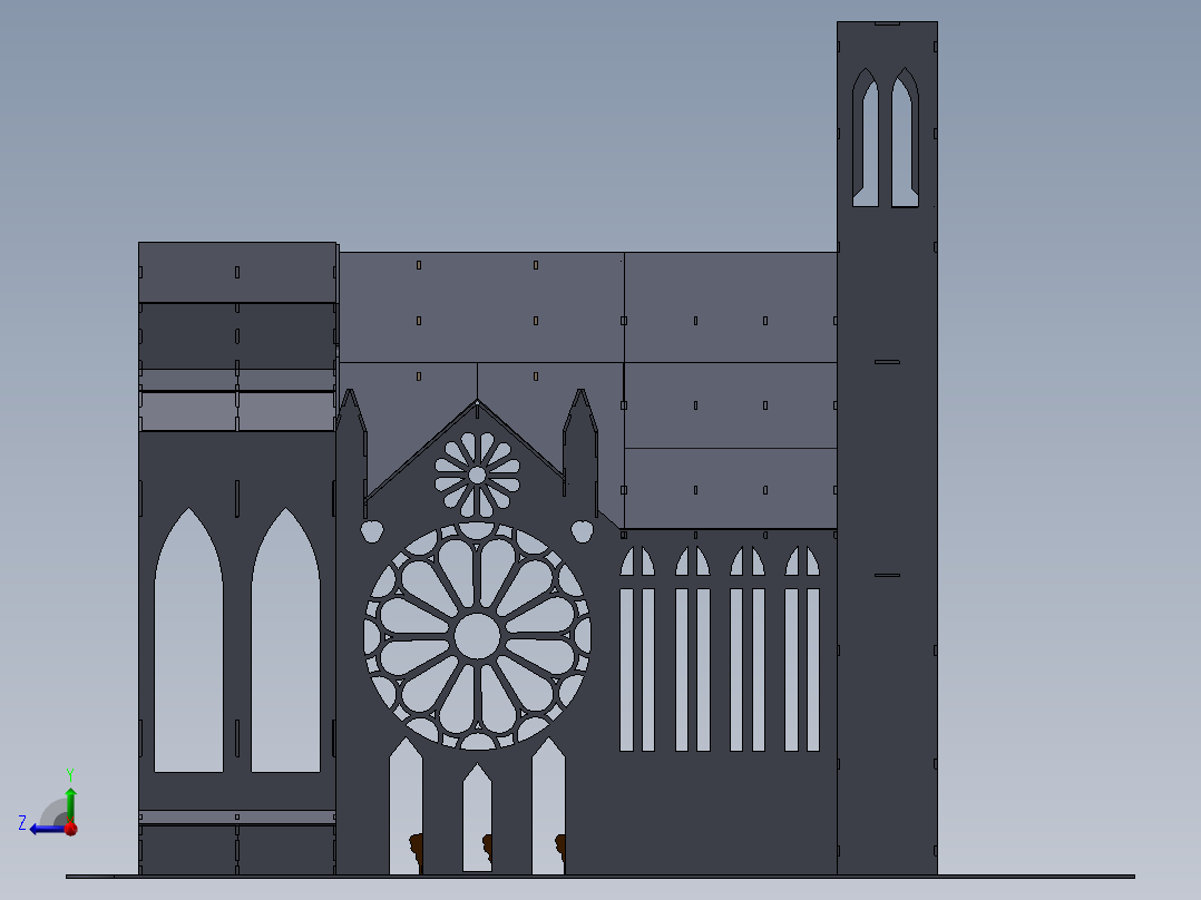 巴黎圣母院大教堂右视图
