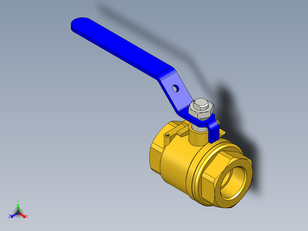 管道手动球阀-水管开关阀-手动阀门395_04_E_1正等轴测图