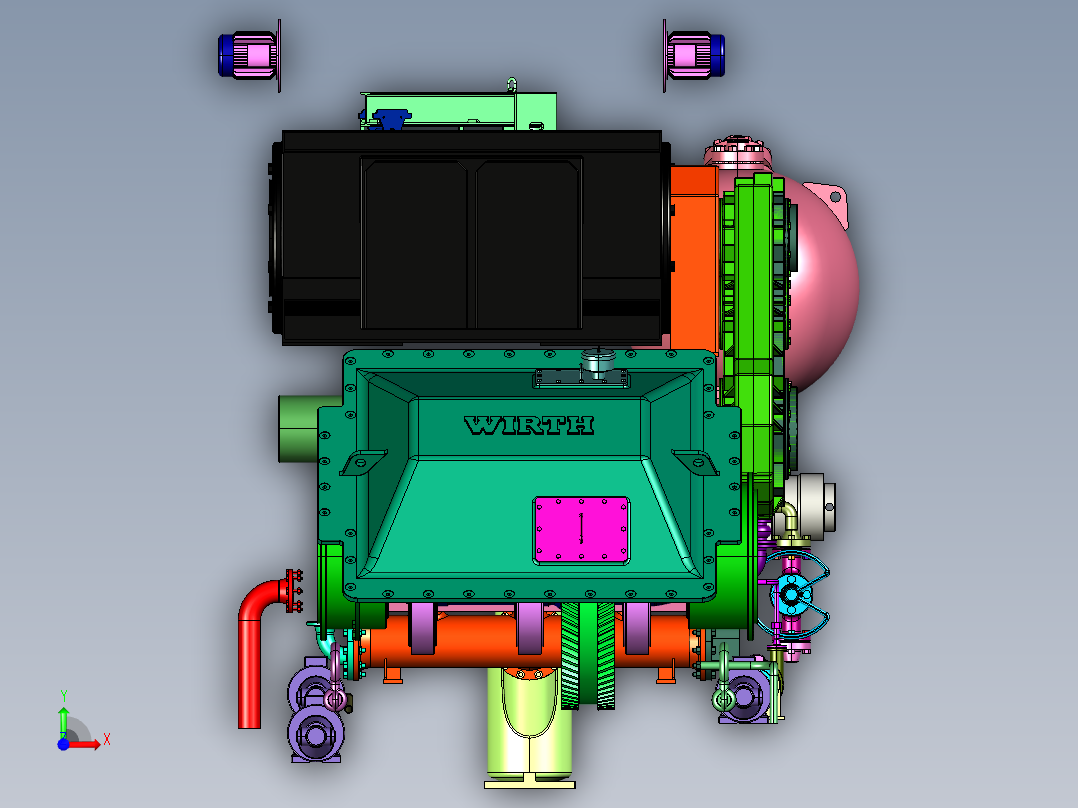 卧式三缸往复活塞式泥浆泵前视图