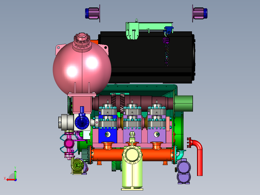 卧式三缸往复活塞式泥浆泵后视图
