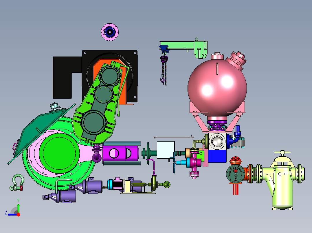 卧式三缸往复活塞式泥浆泵右视图
