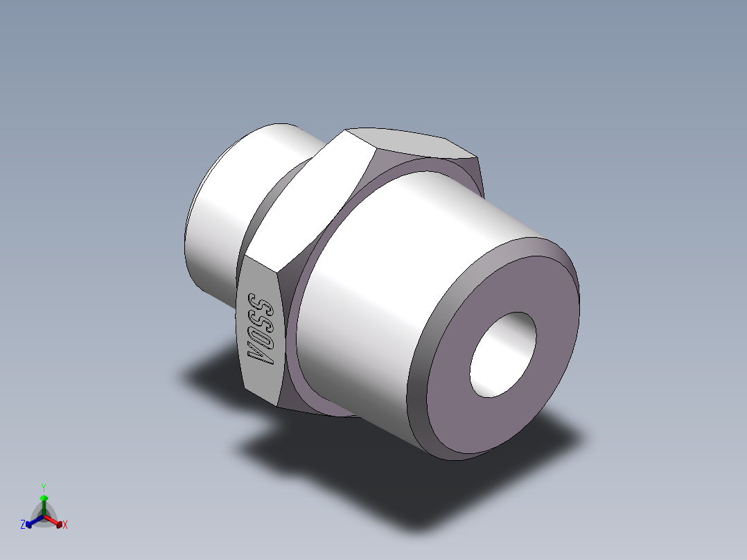 英制锥管螺纹直接头、1CT-16-08SP正等轴测图