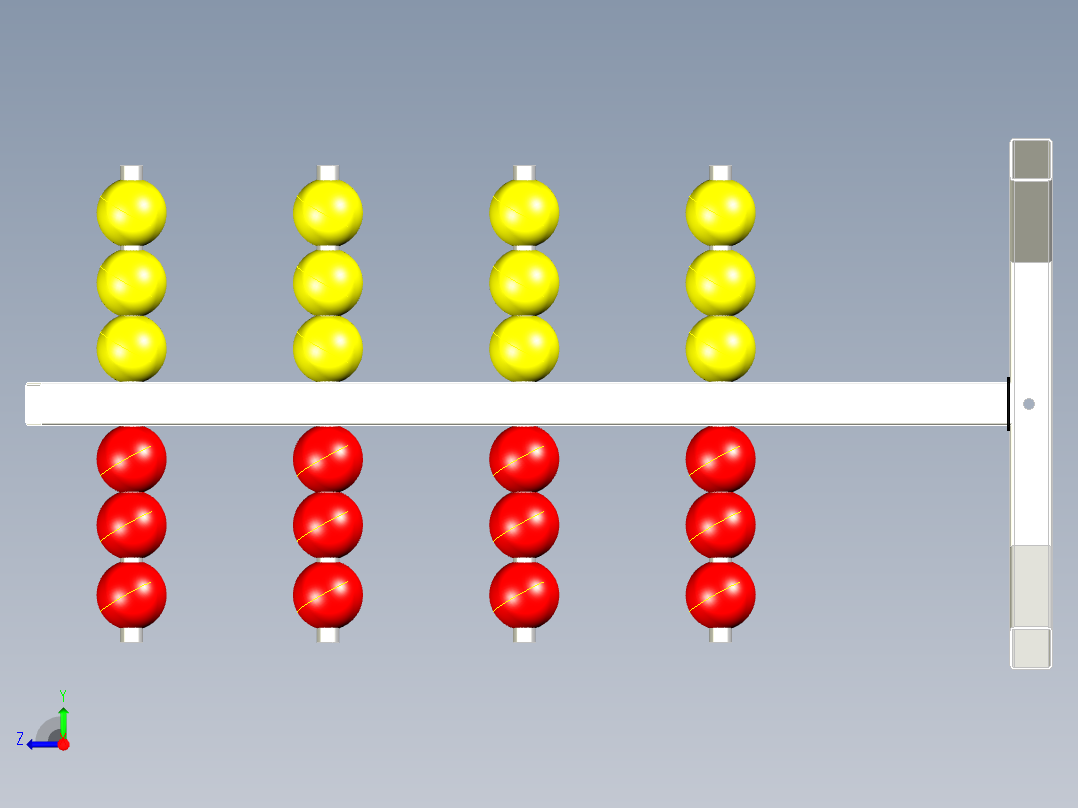 运动中的杆架右视图