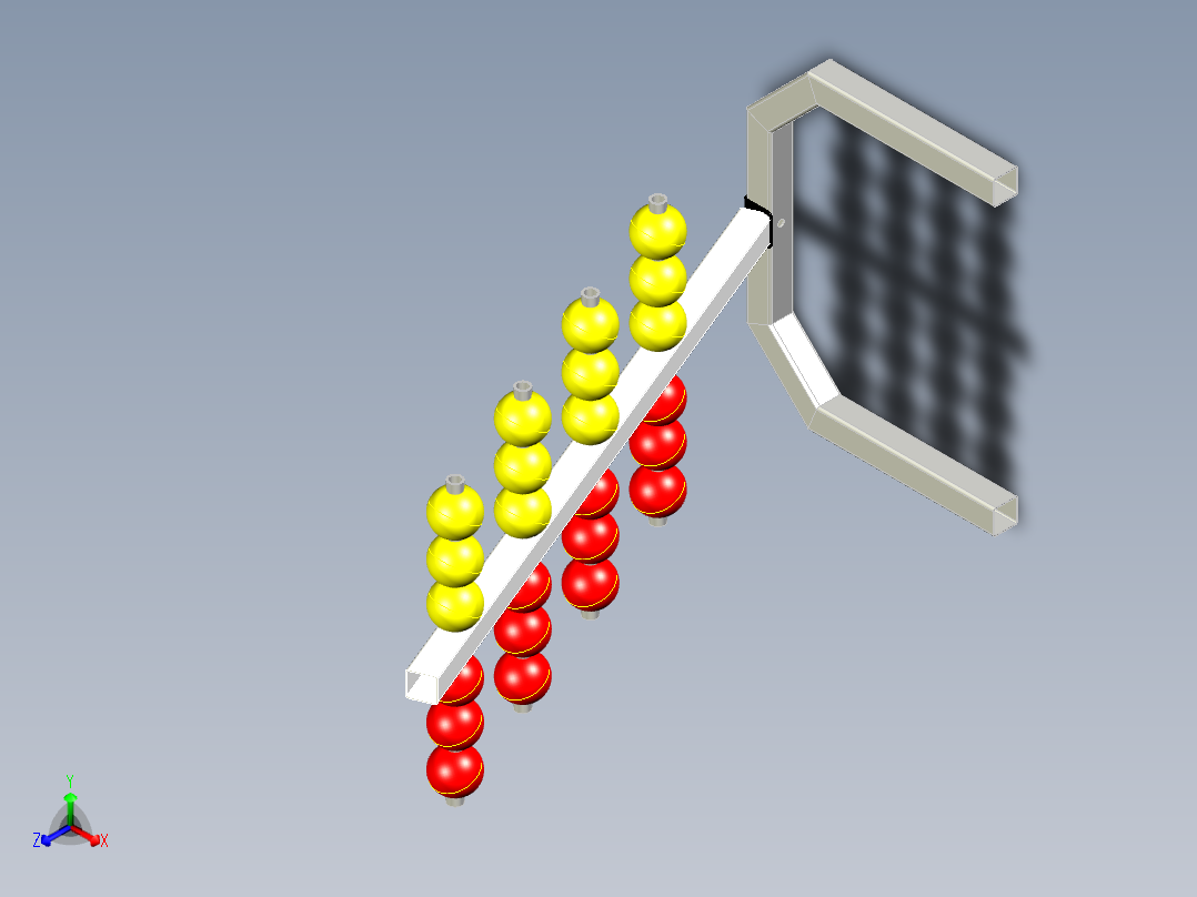 运动中的杆架正等轴测图