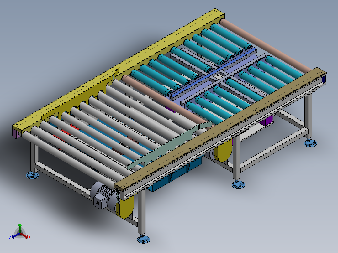 带顶升旋转功能的滚筒输送机