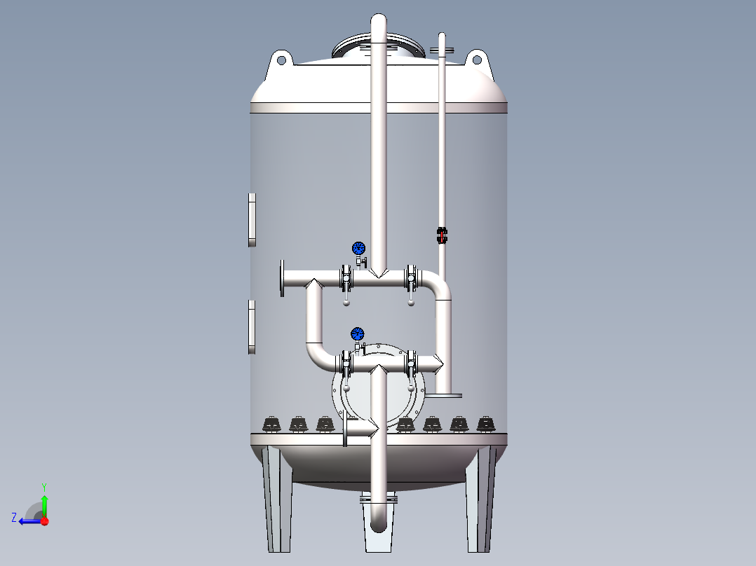 压力容积、石英砂过滤罐右视图