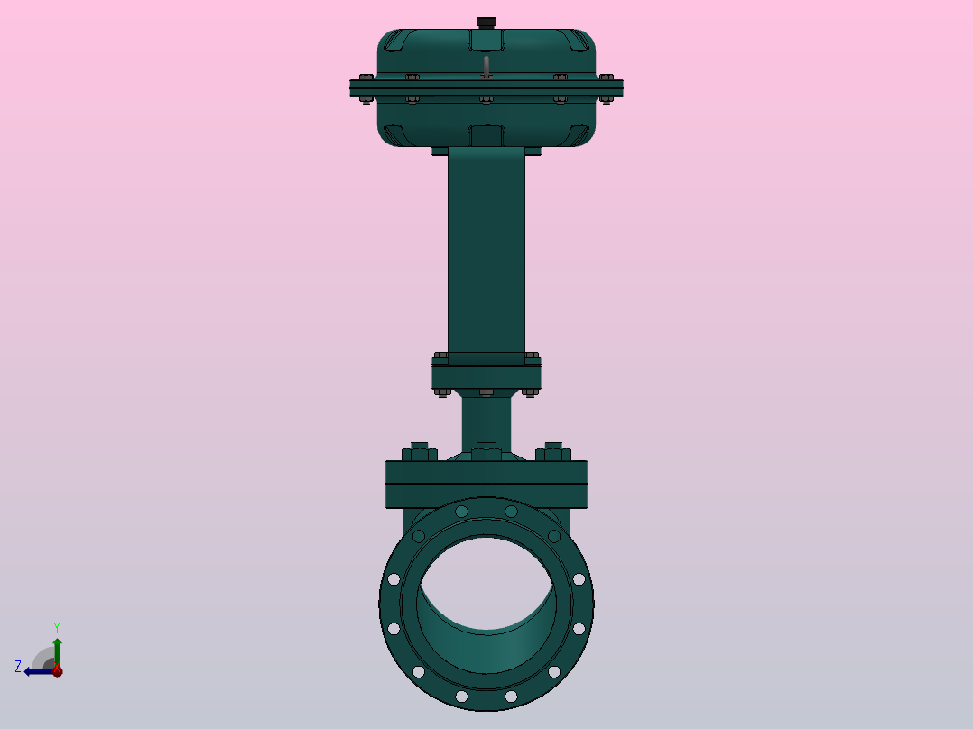 RV ZJHP(M)精小型气动薄膜单座（套筒）调节阀（常温型）[RVZJHP-1.6PB]通径300右视图
