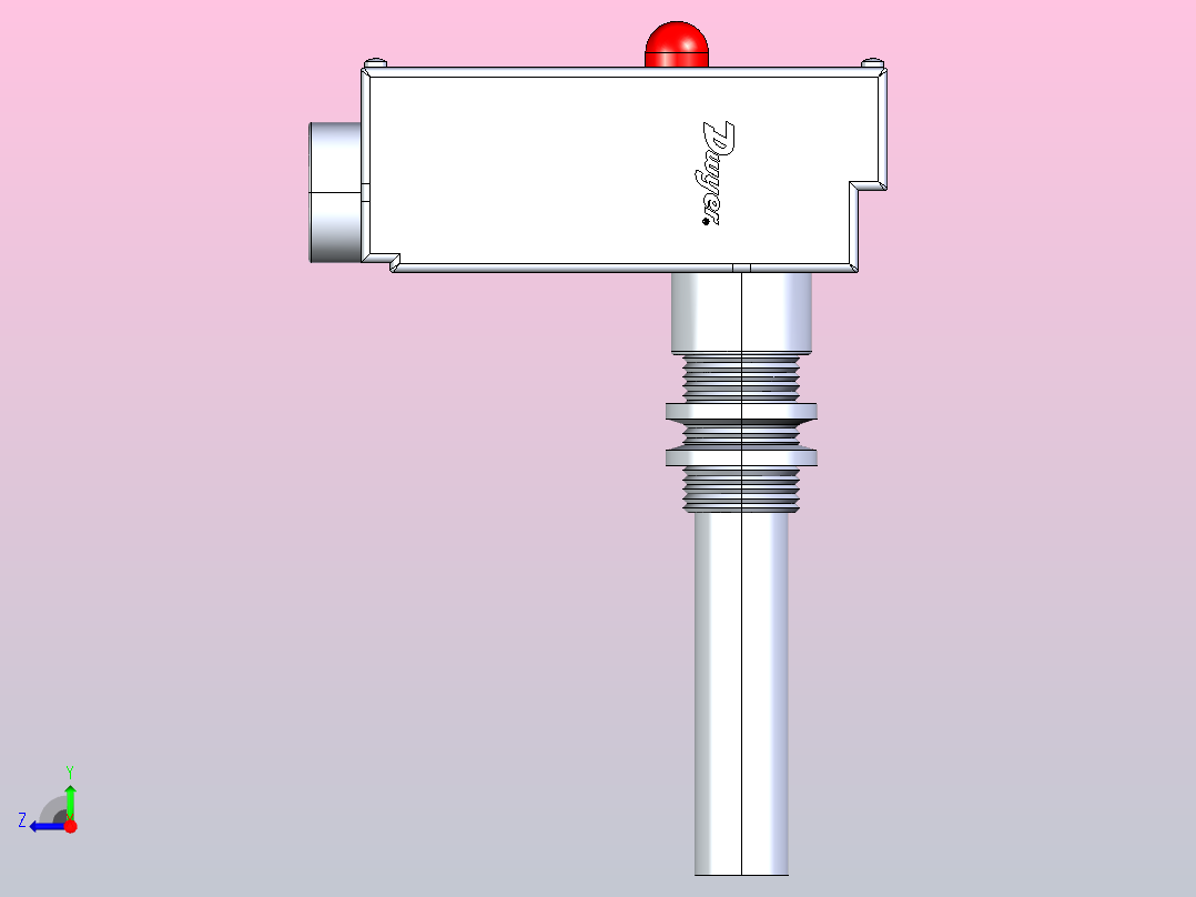 带有红色通知LED的Dwyer CSL1电容液位开关的粗略建模右视图