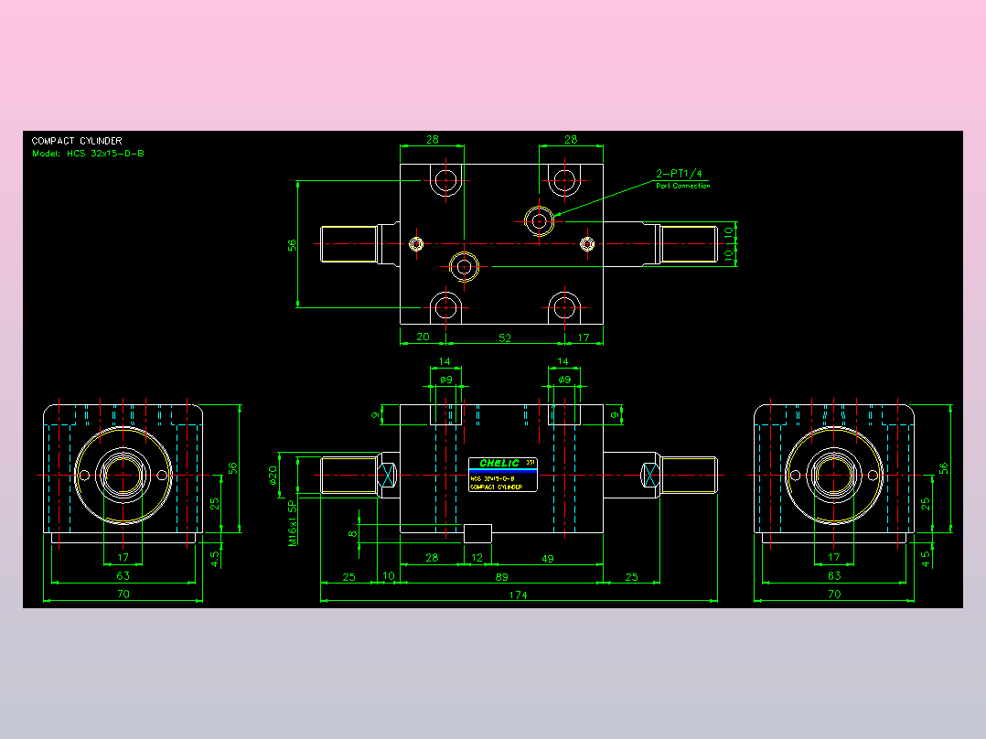 薄型气缸转角下压缸2D-HCS32x15-D-B