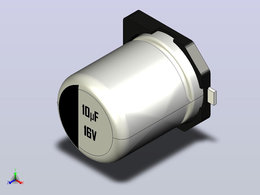 铝电解电容器SMD d 4.0 x l 5.0毫米或尺寸B. 10uF 16V正等轴测图