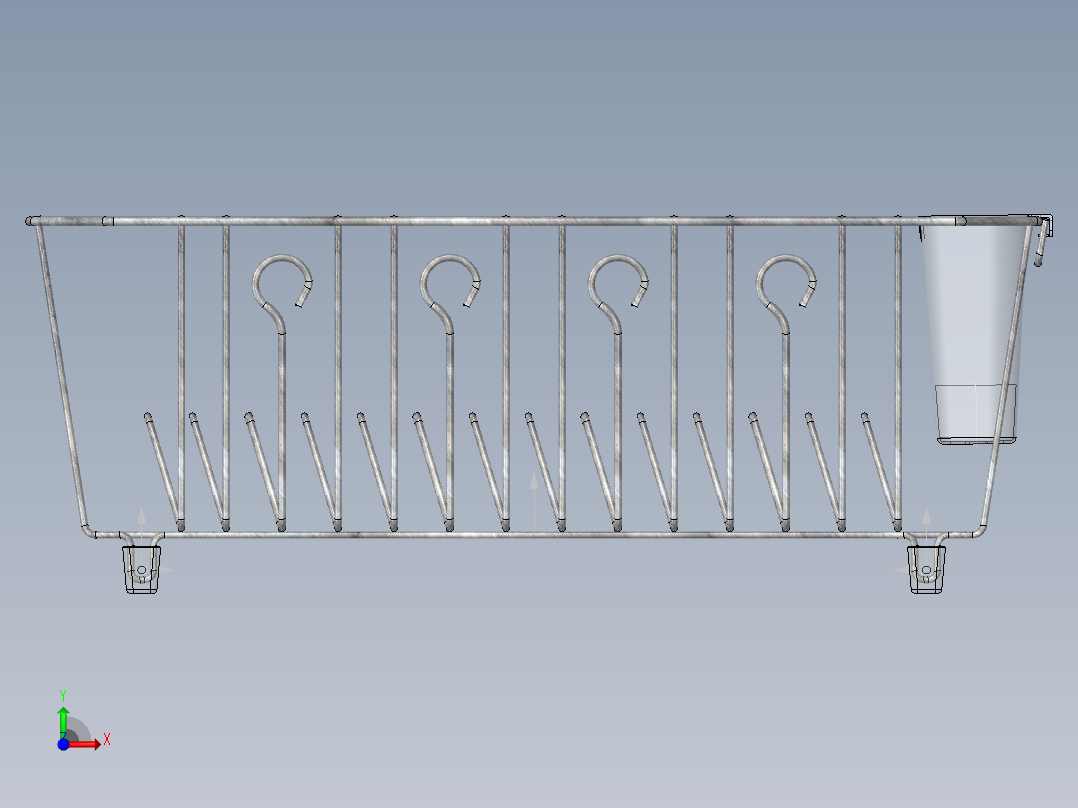 不锈钢沥水架、厨房用具、碗碟架前视图