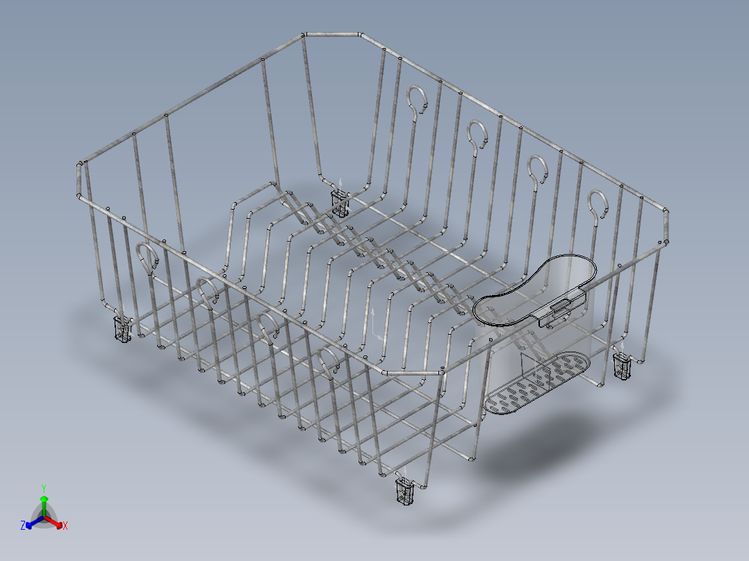 不锈钢沥水架、厨房用具、碗碟架正等轴测图