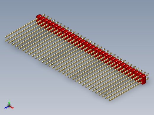 彩色公头100mil（2.54mm）系列-DS1021_red_2x32p_100mil_Type43_rev1.0正等轴测缩略图