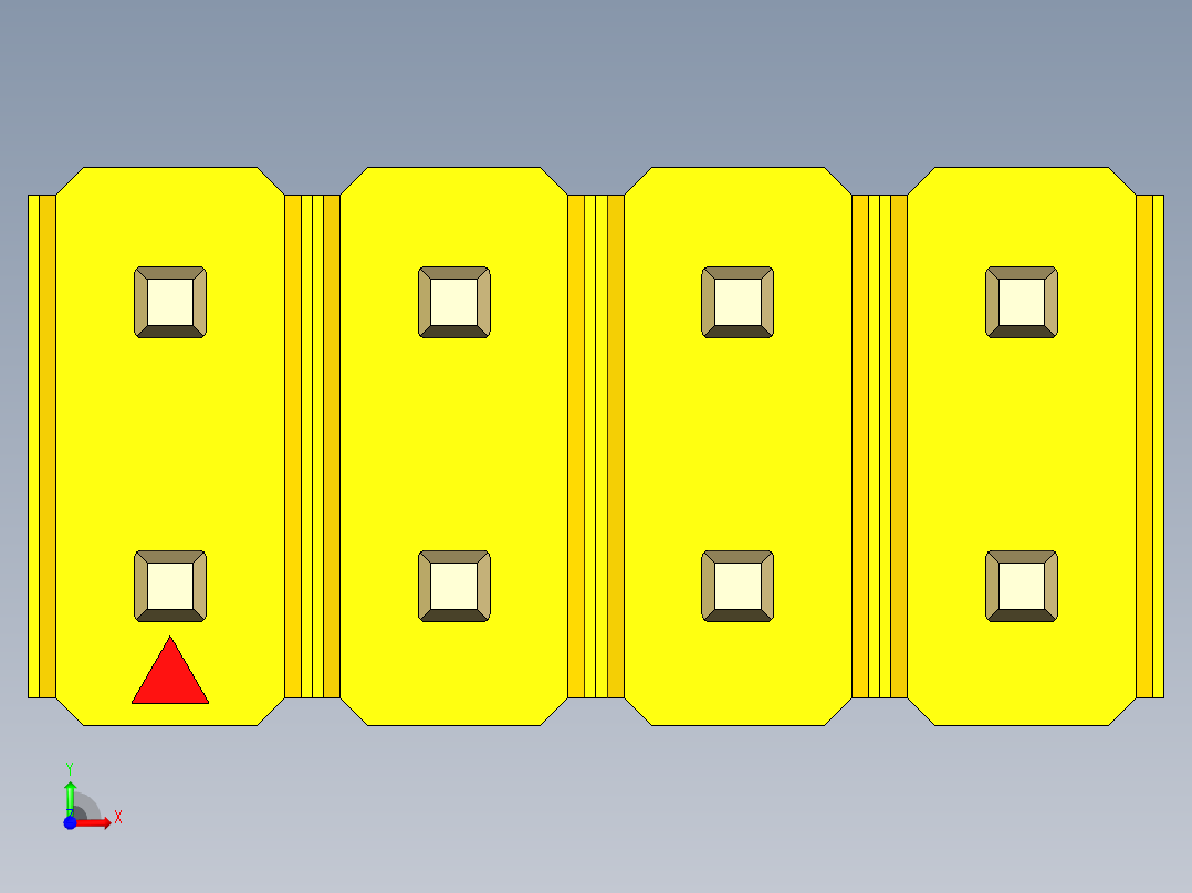 彩色公头100mil（2.54mm）系列-DS1021_yellow_2x04p_100mil_Type19_rev1.0前视图